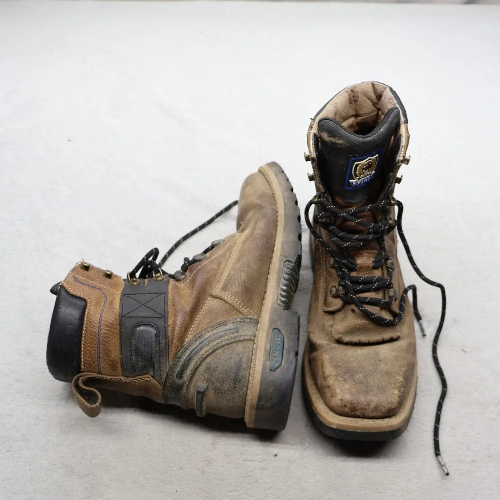 Cinch Mens 9EE Work Boots Brown Leather Square Toe WRX Lace Up Rugged Utility